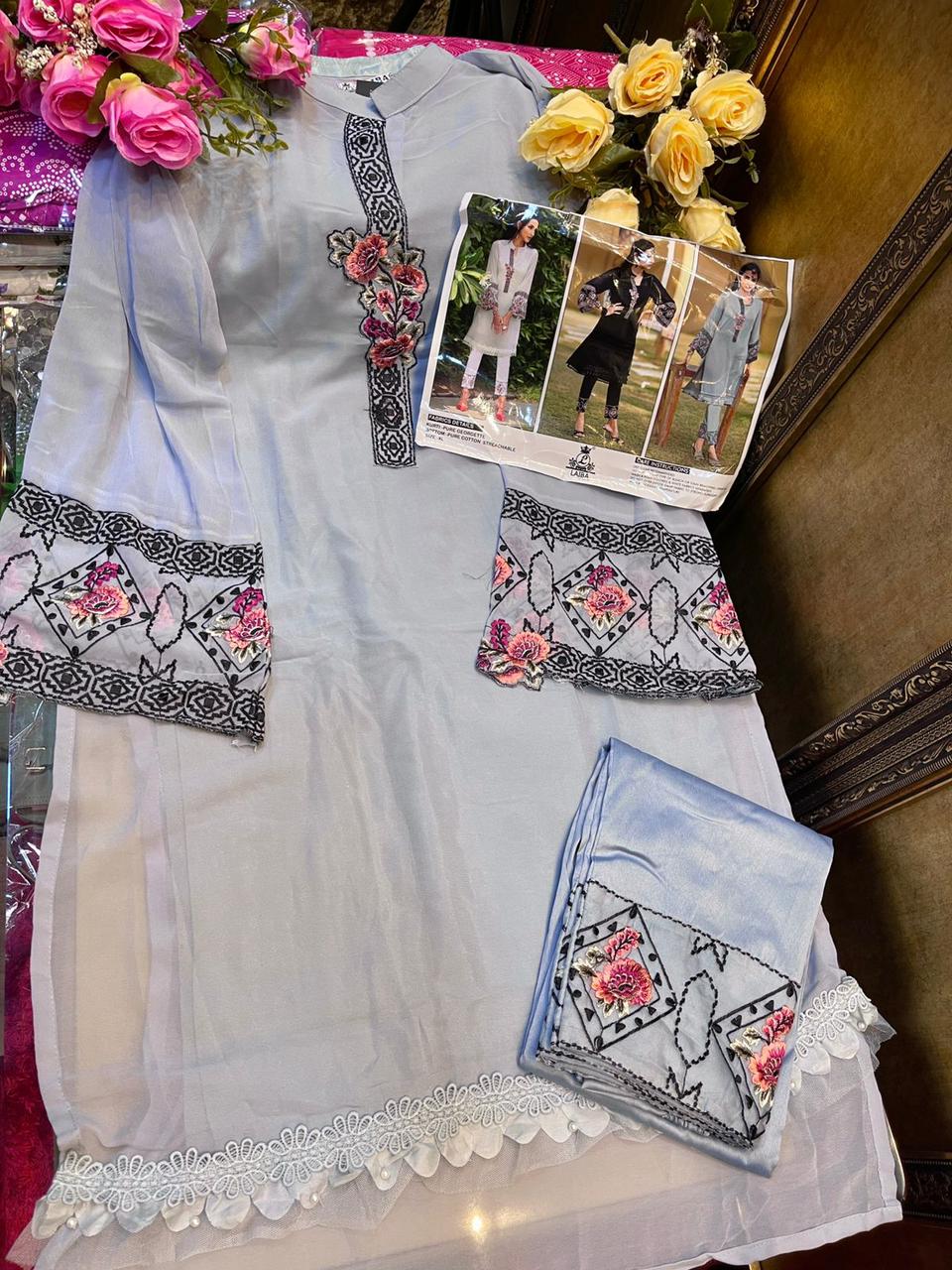 Laiba Am 79 Heavy Festive Wear Georgette Latest Top With Bottom Collection